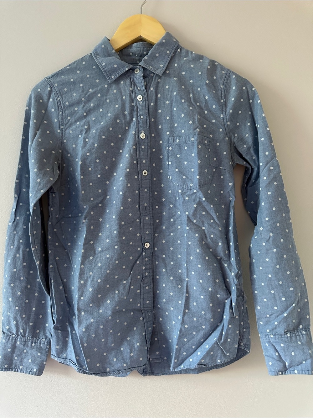 J. Crew Blue Polka Dot Button-Down Shirt Size 2